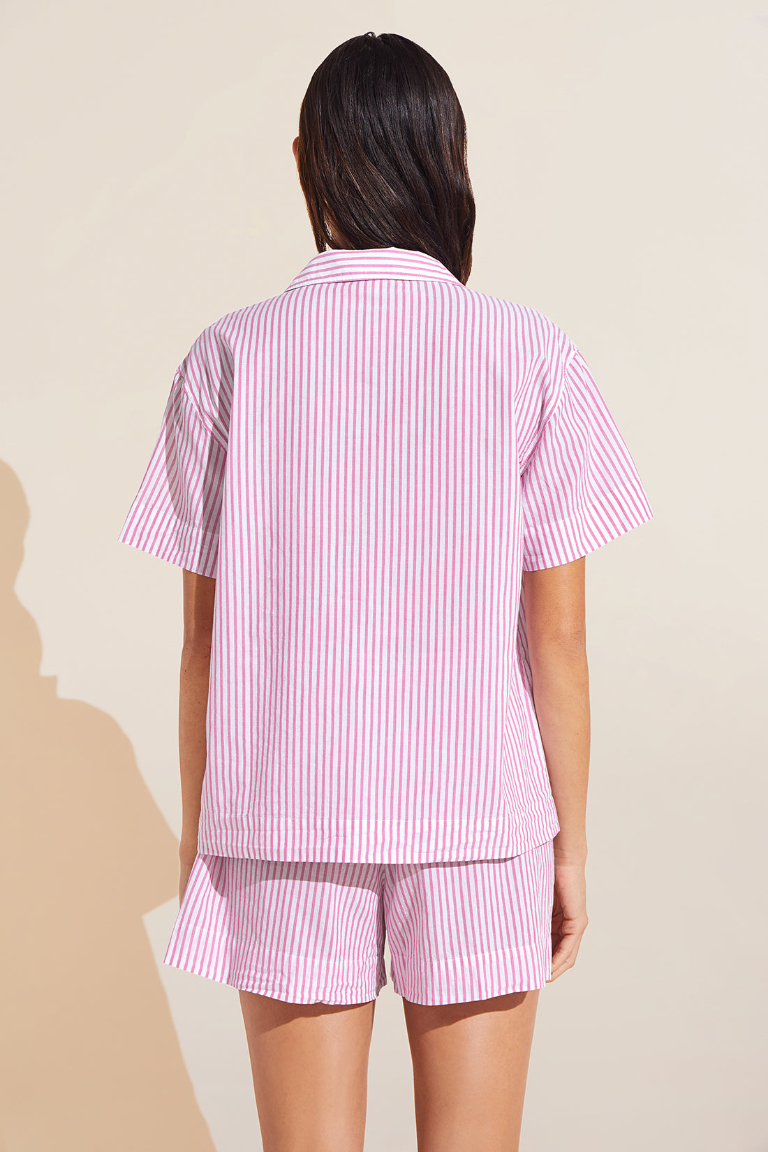 Organic Sandwashed Cotton Short PJ Set | Nautico Stripe Italian Rose