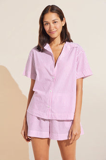 Organic Sandwashed Cotton Short PJ Set | Nautico Stripe Italian Rose