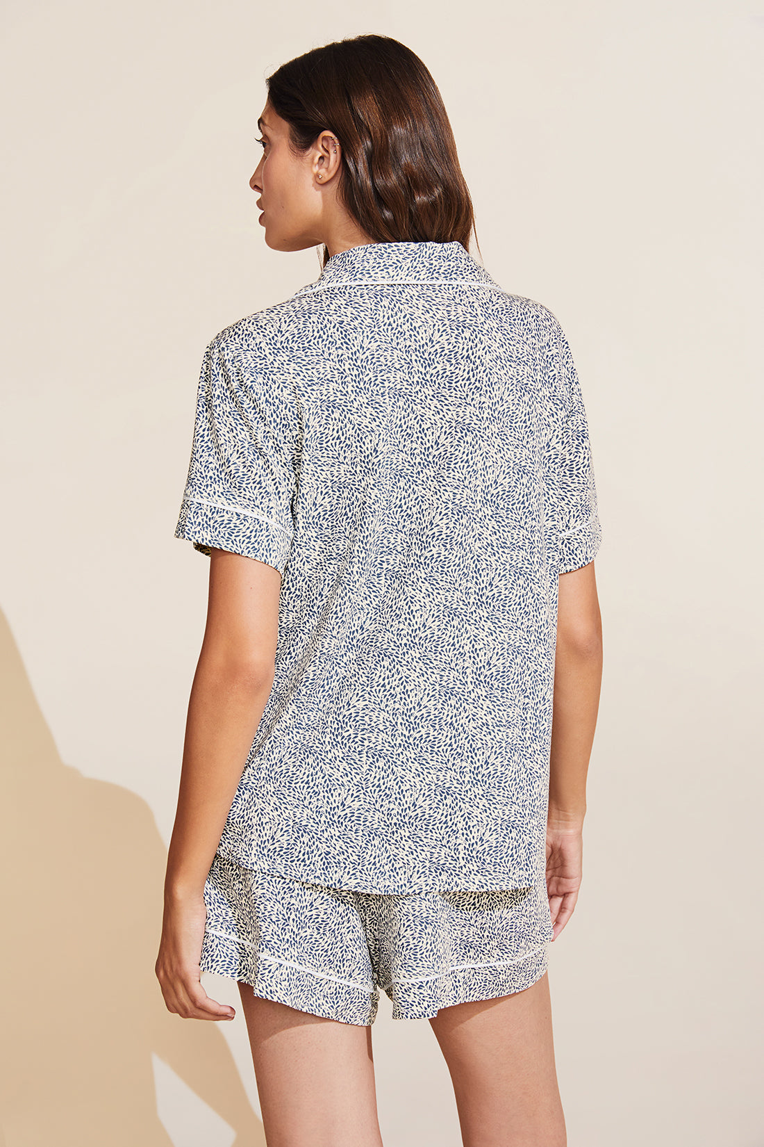 Gisele Printed TENCEL™ Modal Relaxed Short PJ Set | Animale Coastal Blue x Ivory