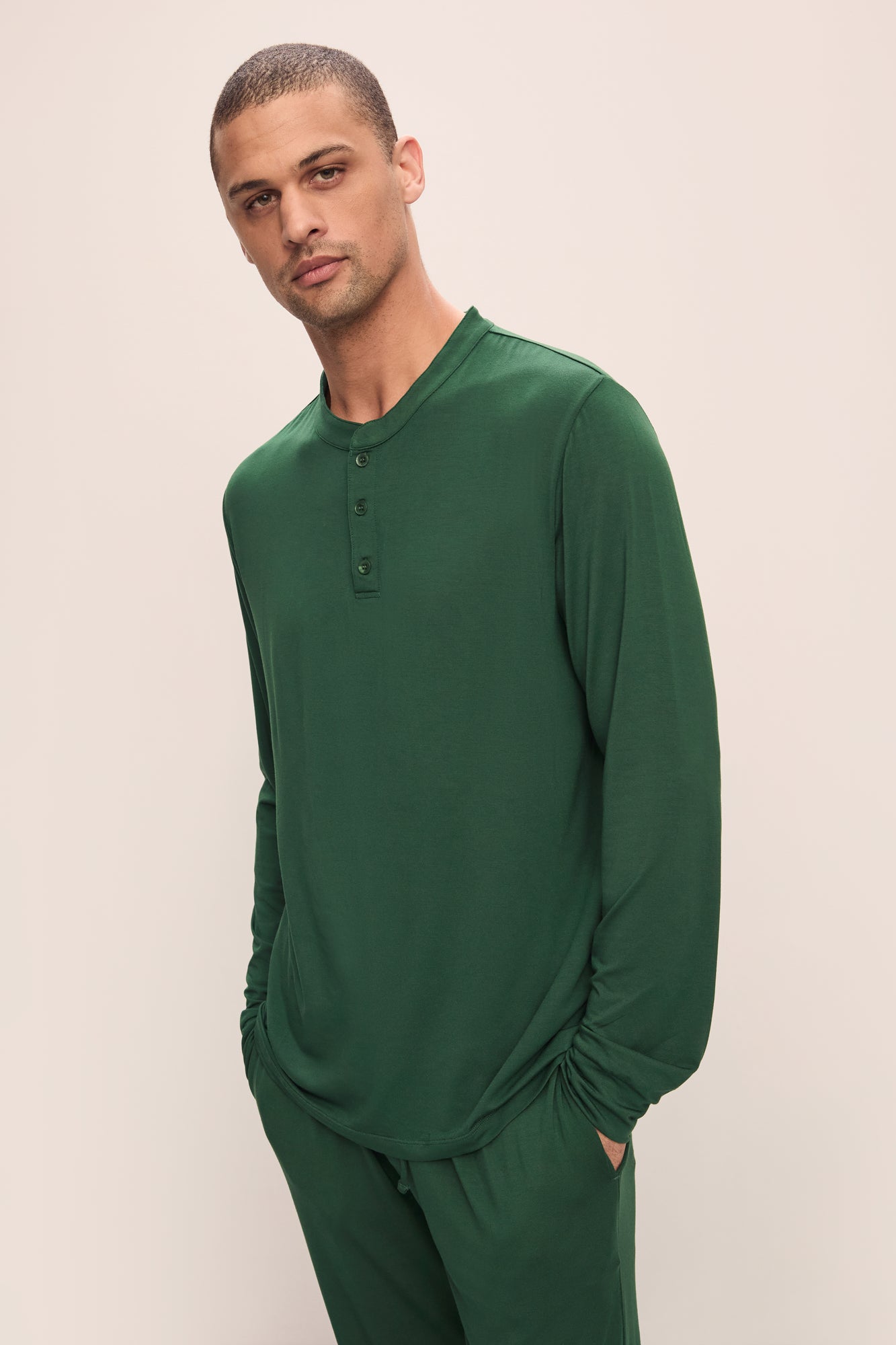 Men | Henry TENCEL™ Modal Long PJ Set With Ribbon | Forest Green