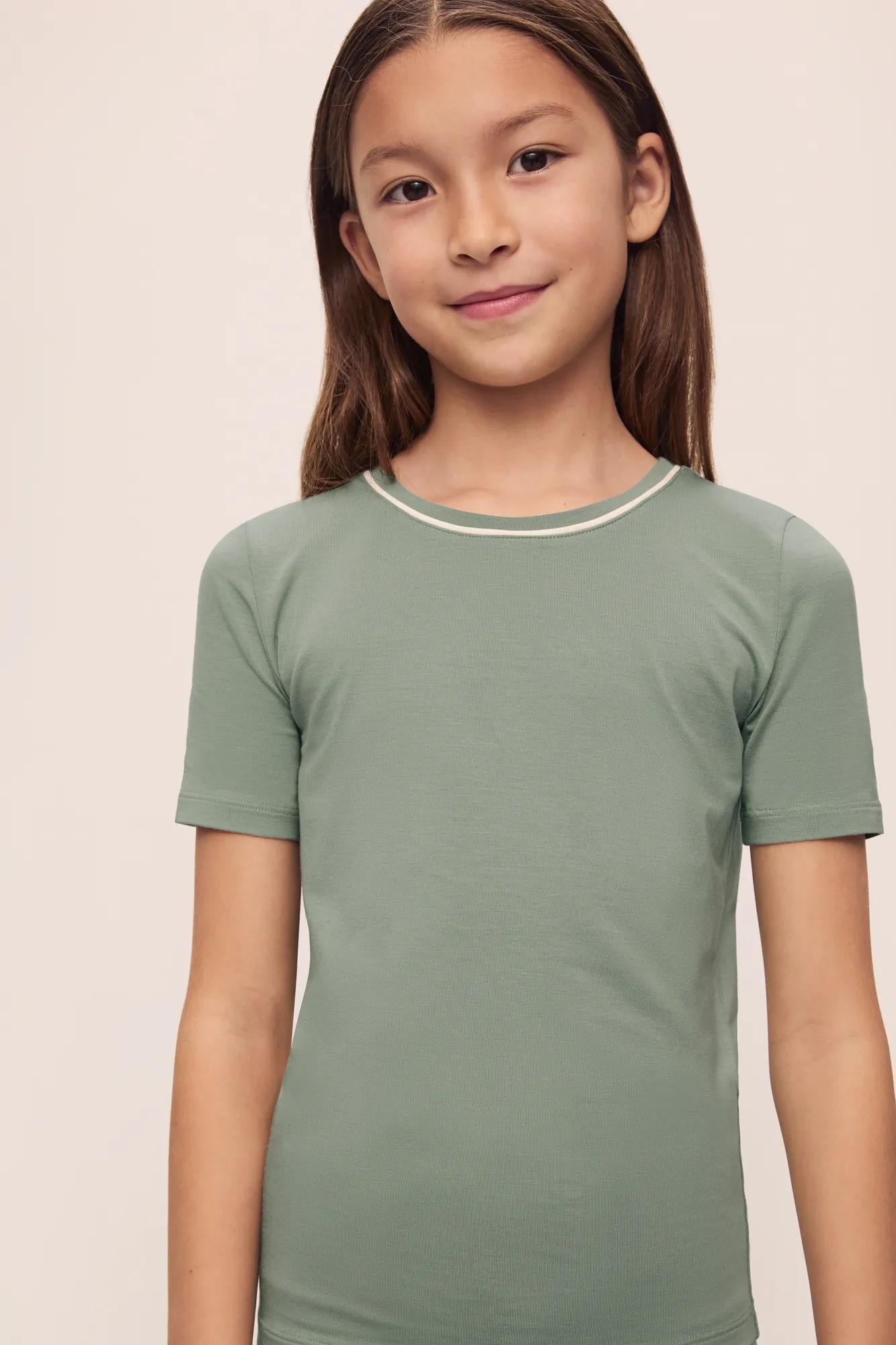 Kids | Tencel Modal Unisex Short PJ Set | Eucalyptus/Ivory