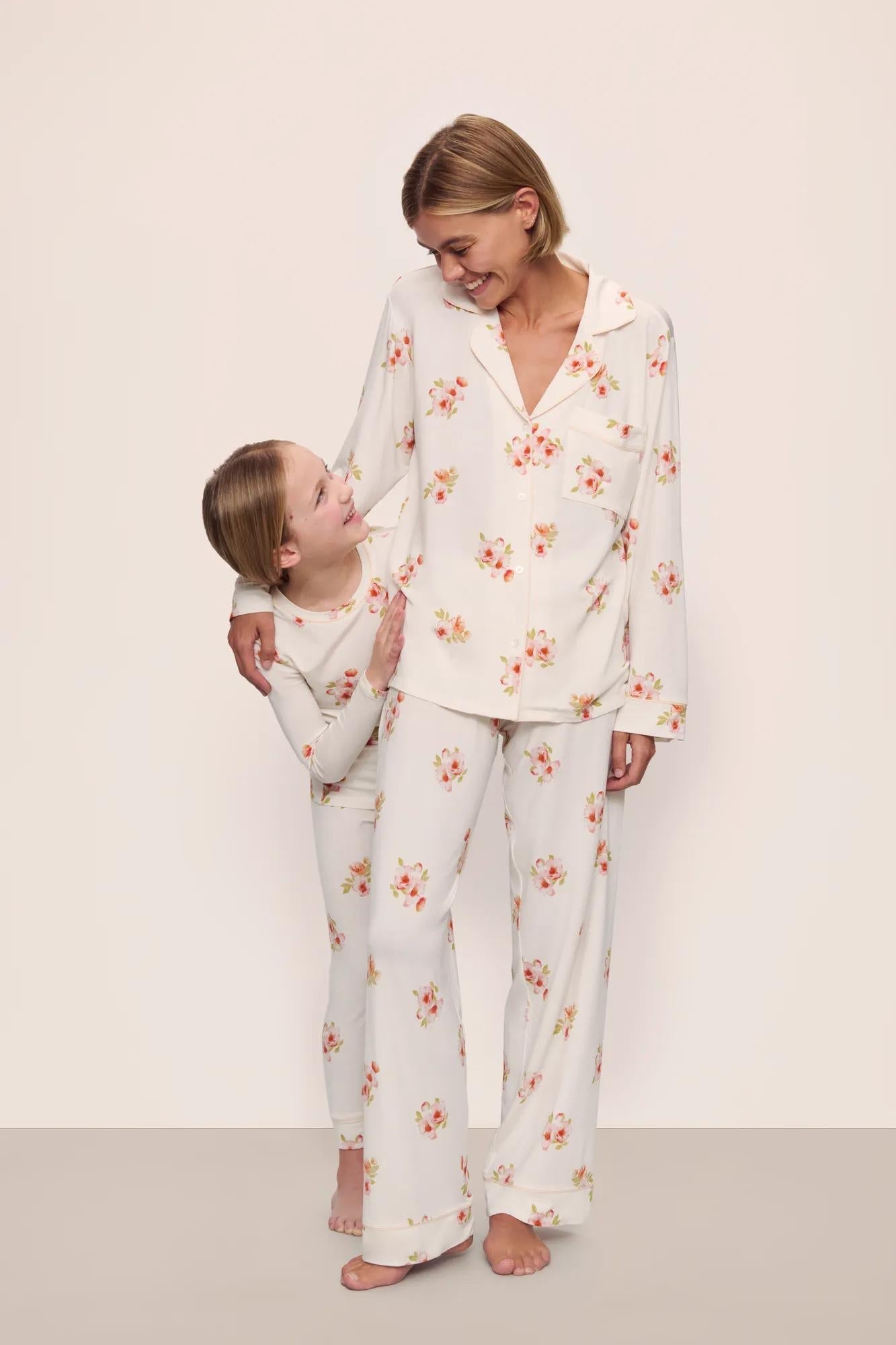 Womens | Gisele Printed Tencel Modal Long PJ Set | Floral Bloom Ivory/Vanilla Cream