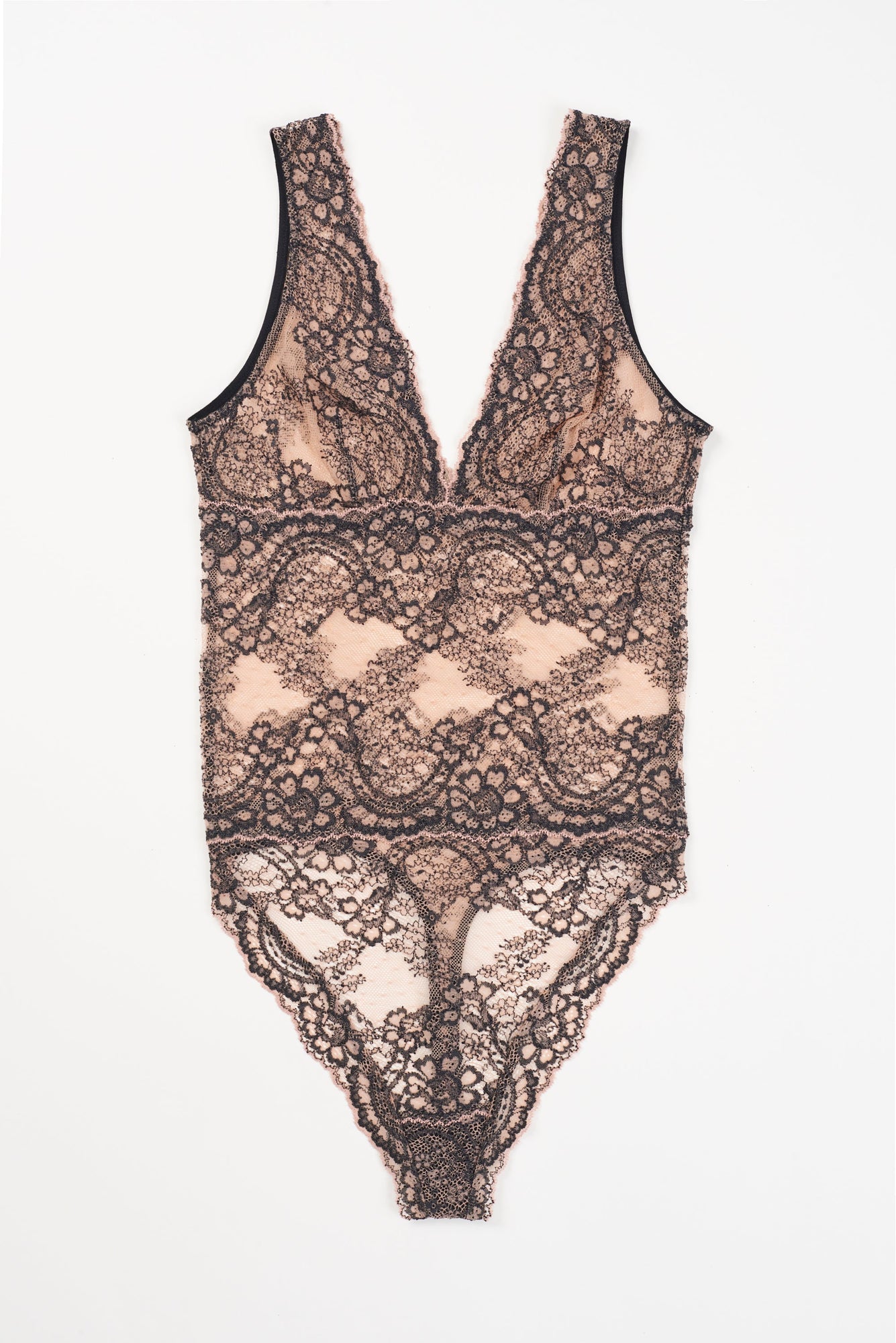 Farah Soft Plunge Bodysuit | Nude/Black