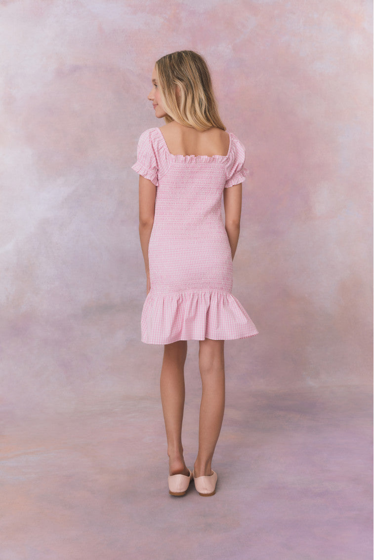 Girls | Mosa Gingham Dress | Sunkissed Rose