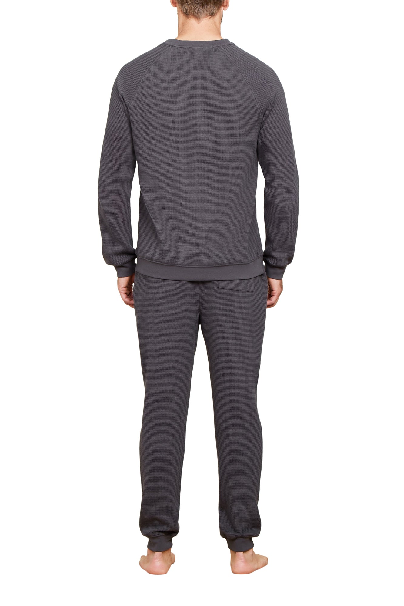 Mens | Malibu Collection Waffle Knit Raglan Pullover | Carbon