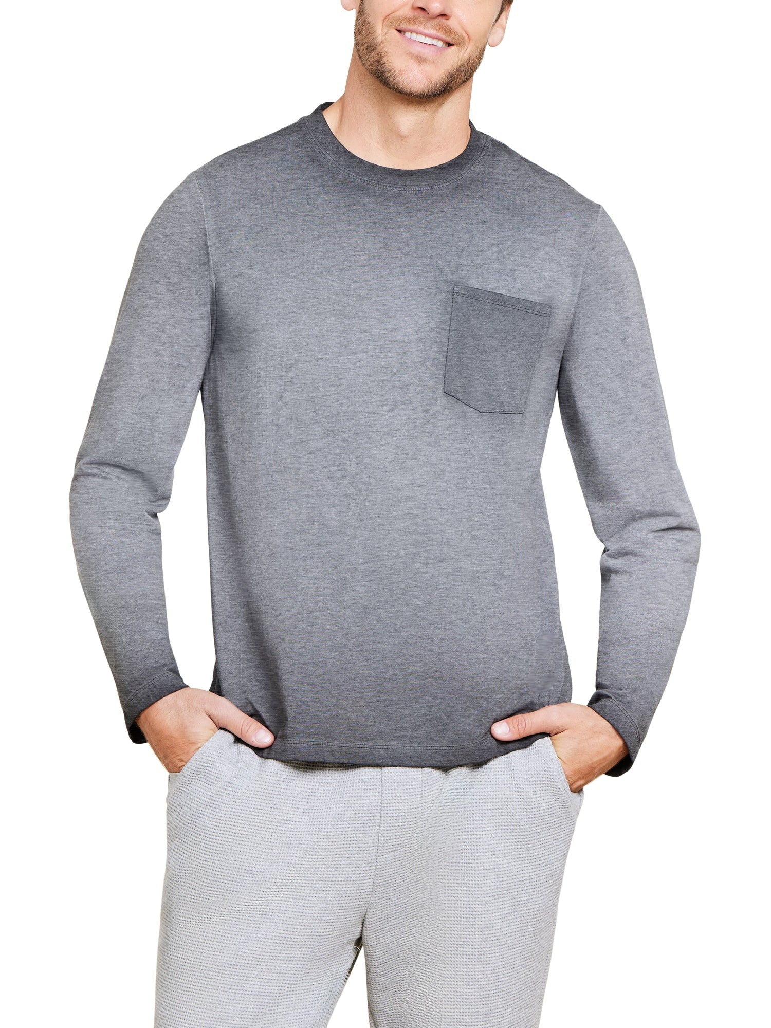 Mens | Malibu Collection Triblend Long Sleeve Pocket Tee | Mineral Carbon