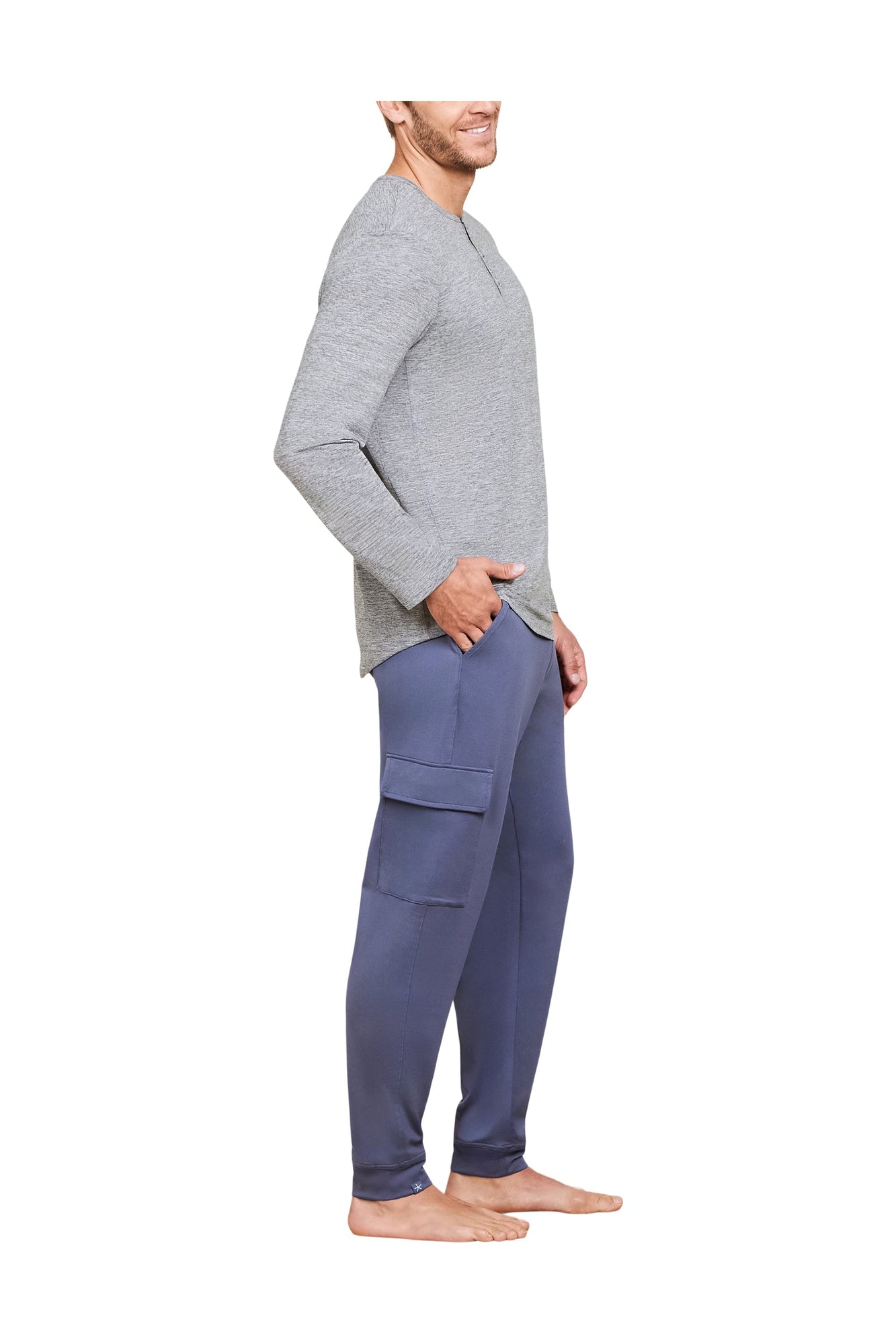 Mens | Malibu Collection Butterchic Long Sleeve Henley | He Steel