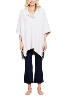 Womens | CozyChic Shawl Collar Poncho | Stone