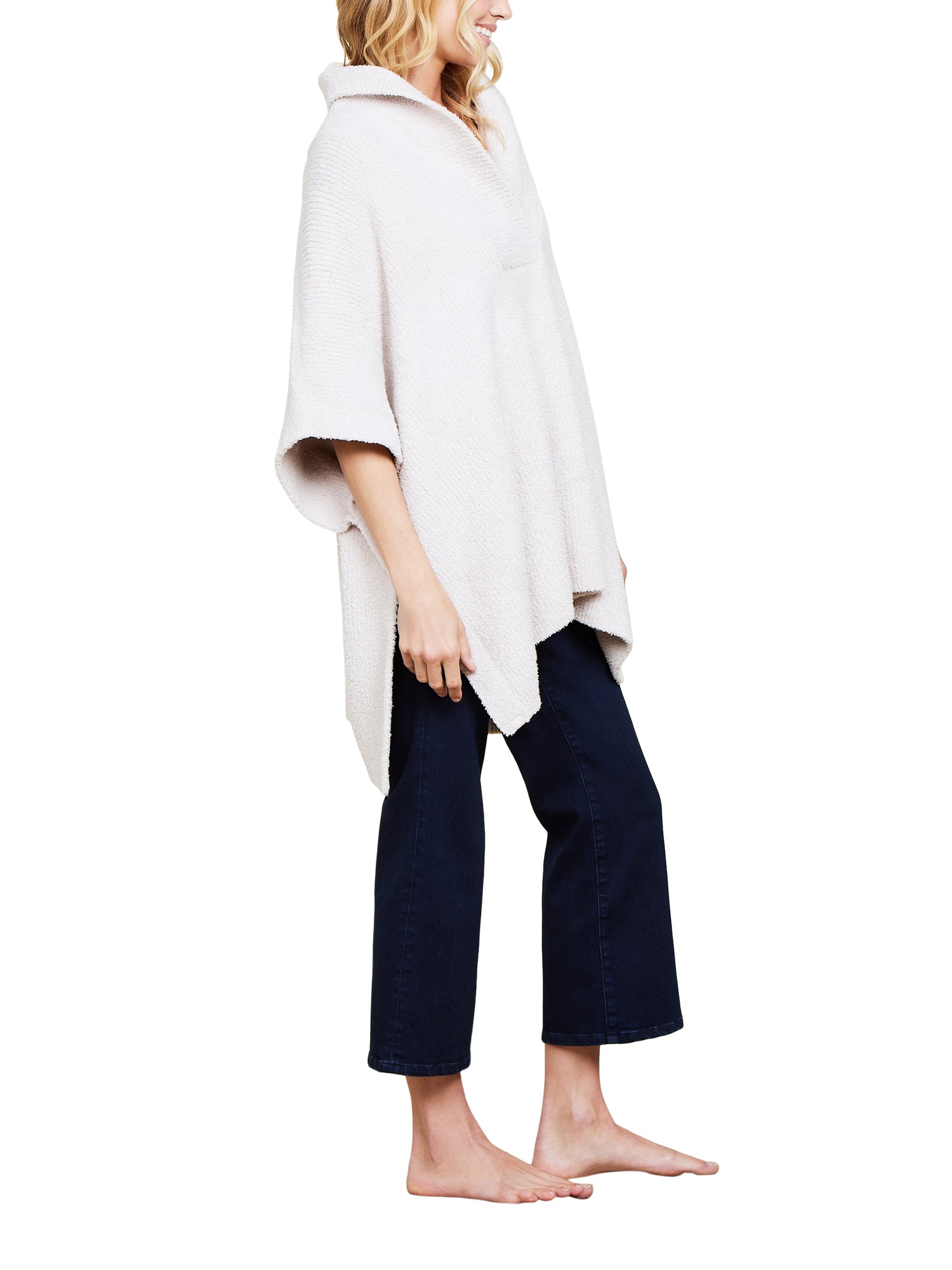 Womens | CozyChic Shawl Collar Poncho | Stone