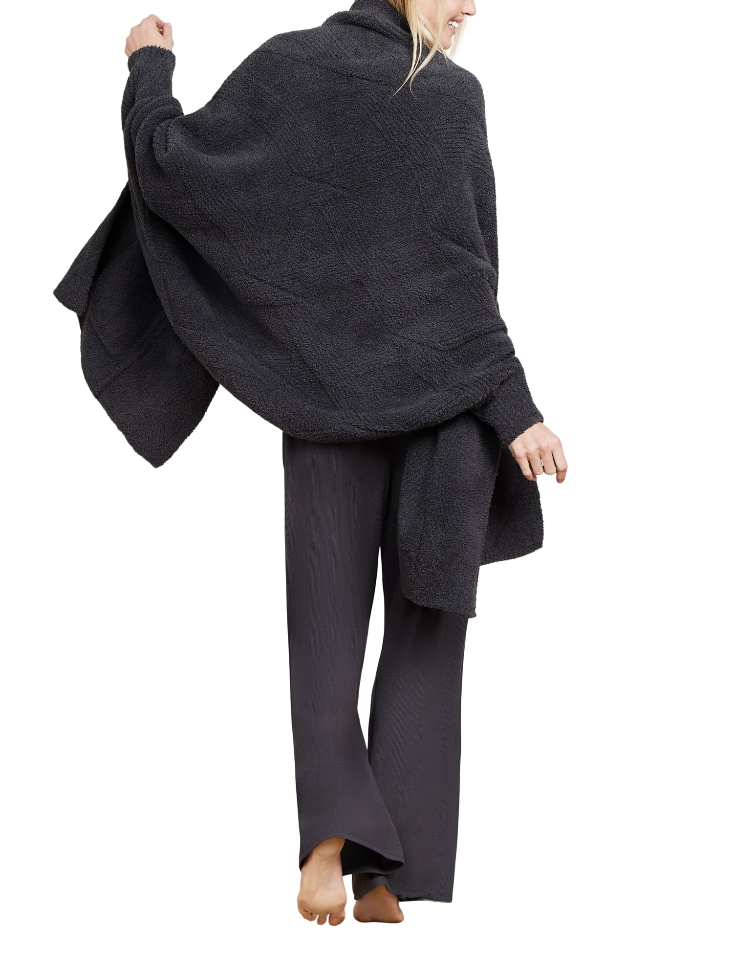 Womens | CozyChic Cable Weave Blanket Wrap | Carbon