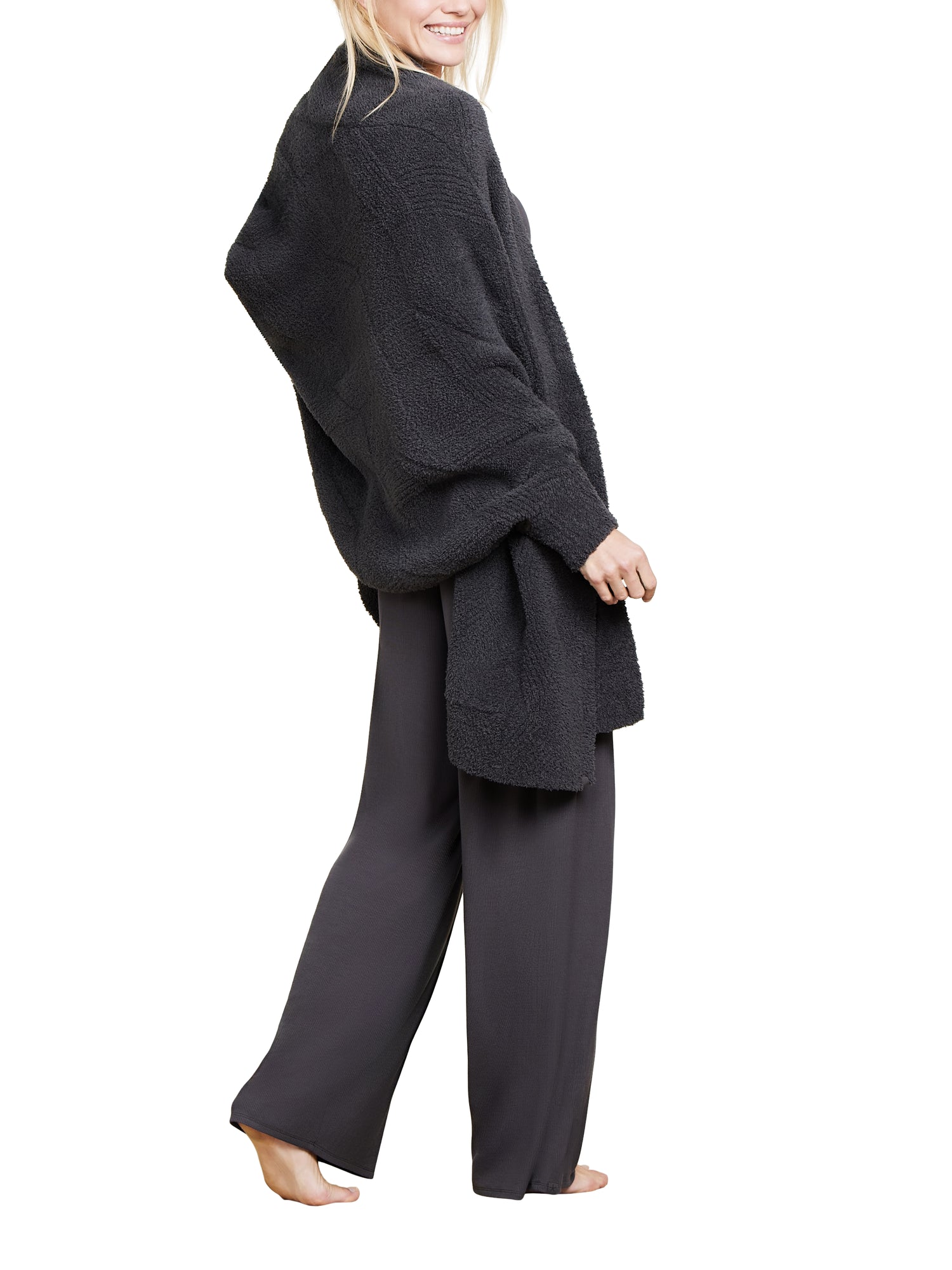 Womens | CozyChic Cable Weave Blanket Wrap | Carbon