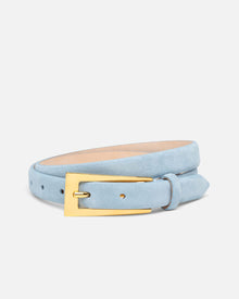 Mini No. 10 Belt | Baby Blue Suede/Gold