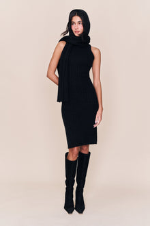 Womens | Hooded Knit Dress | Black