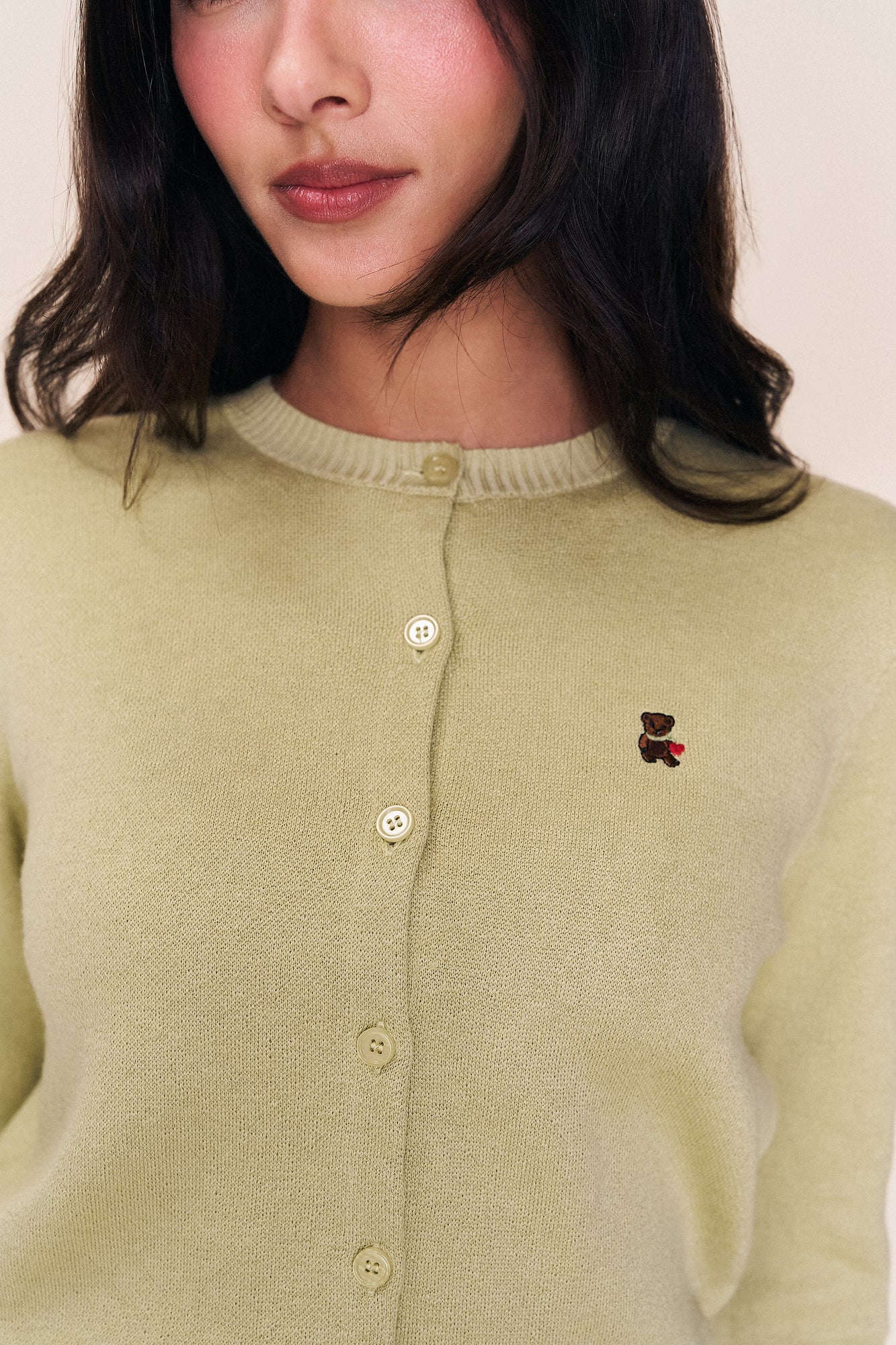 Womens | June Relaxed Wool Cardigan | Vintage Lime