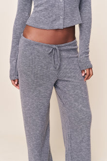 Womens | Lana Ribbed Relaxed Pant | Gunmetal