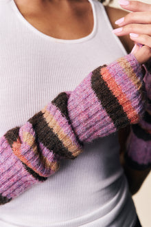 Womens | Rib Arm Warmers | Striped Pink Multi