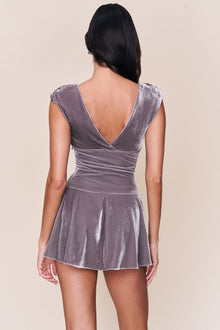 Womens | Aria Velvet Mini Dress | Gunmetal