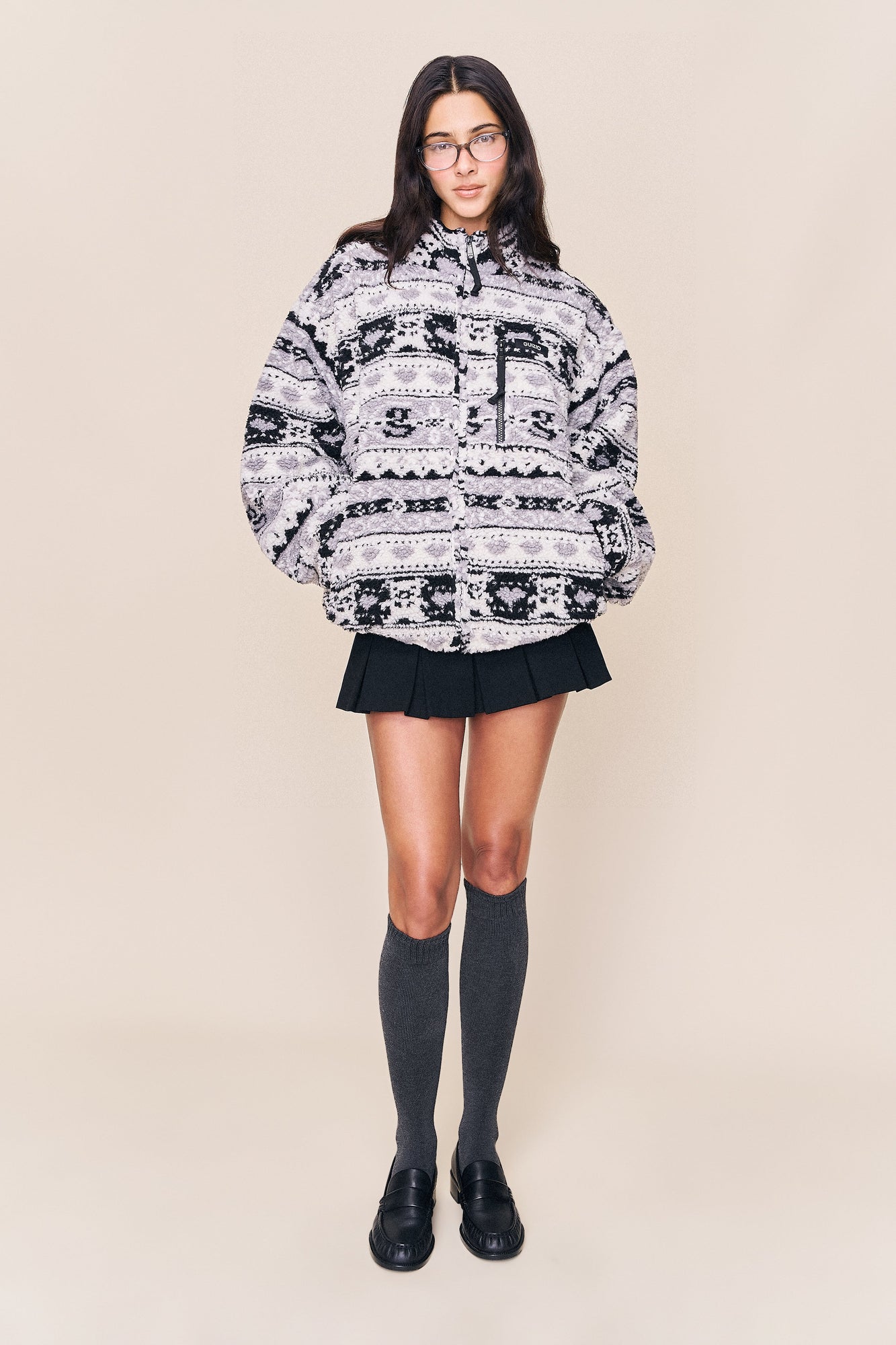 Womens | Guizio Sherpa Zip Up Jacket | Fair Isle