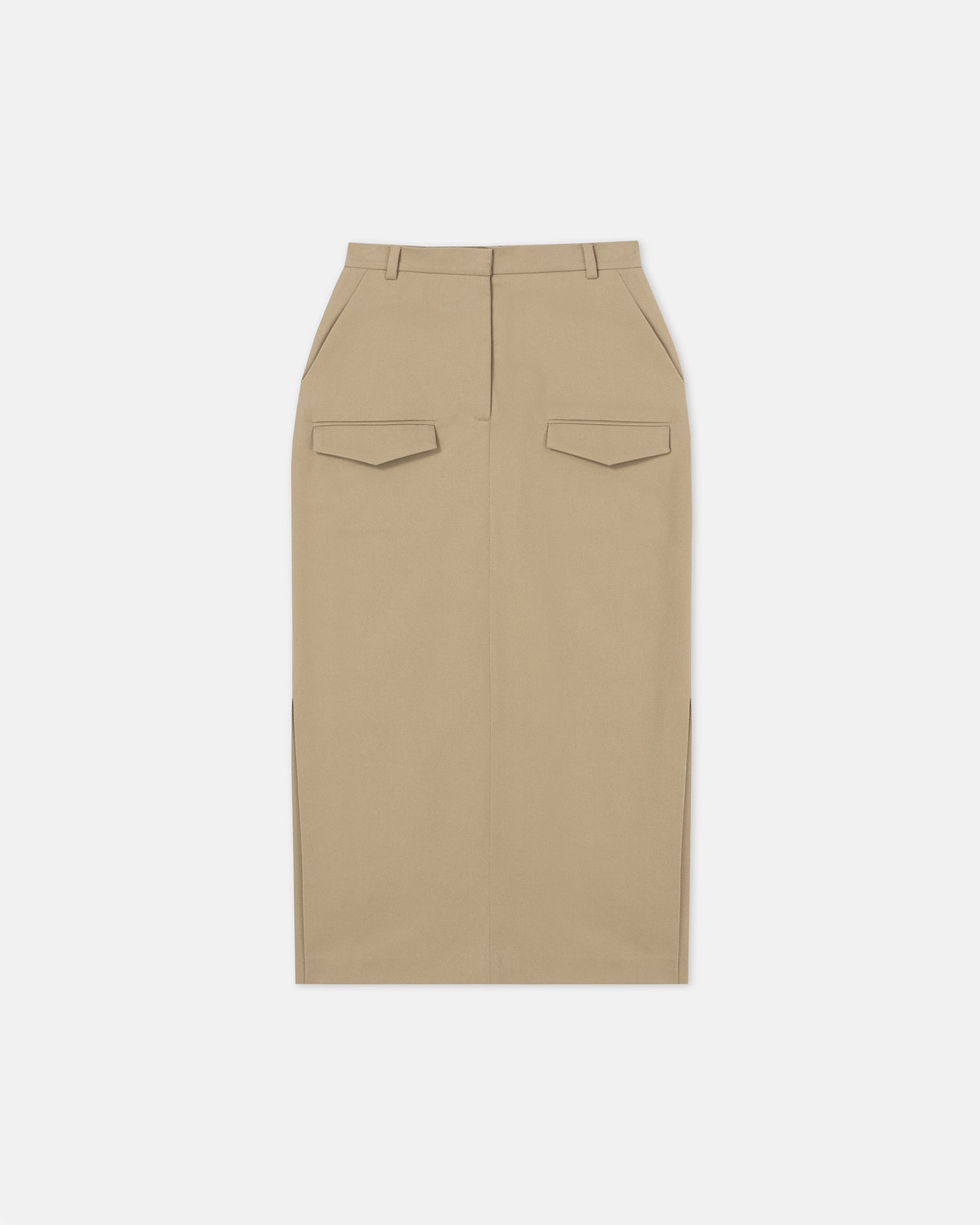 Womens | Edena Cavalry -Twill Midi Skirt | Pebble