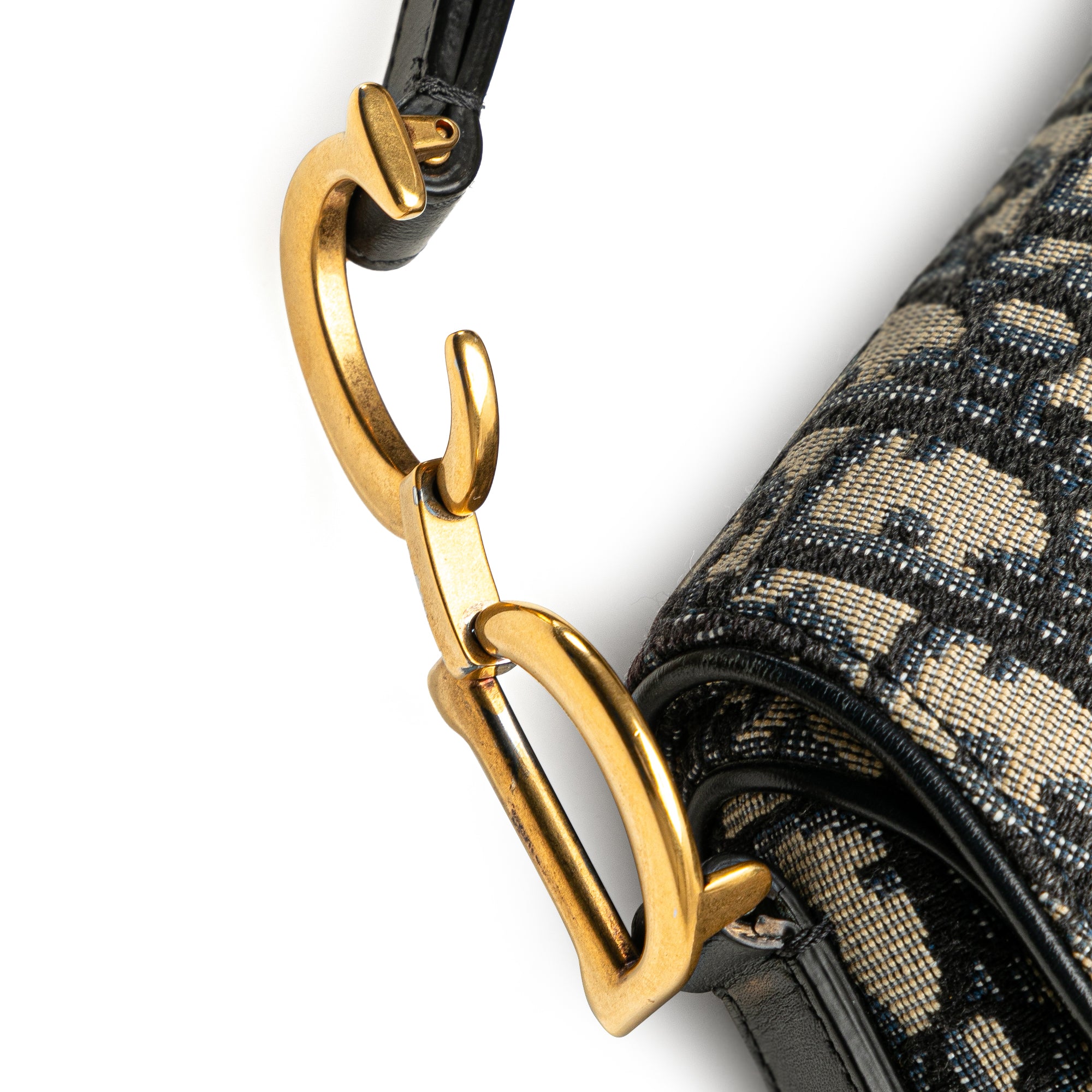 Dior | Pre-Owned Mini Oblique Canvas Saddle Bag | Blue/Navy