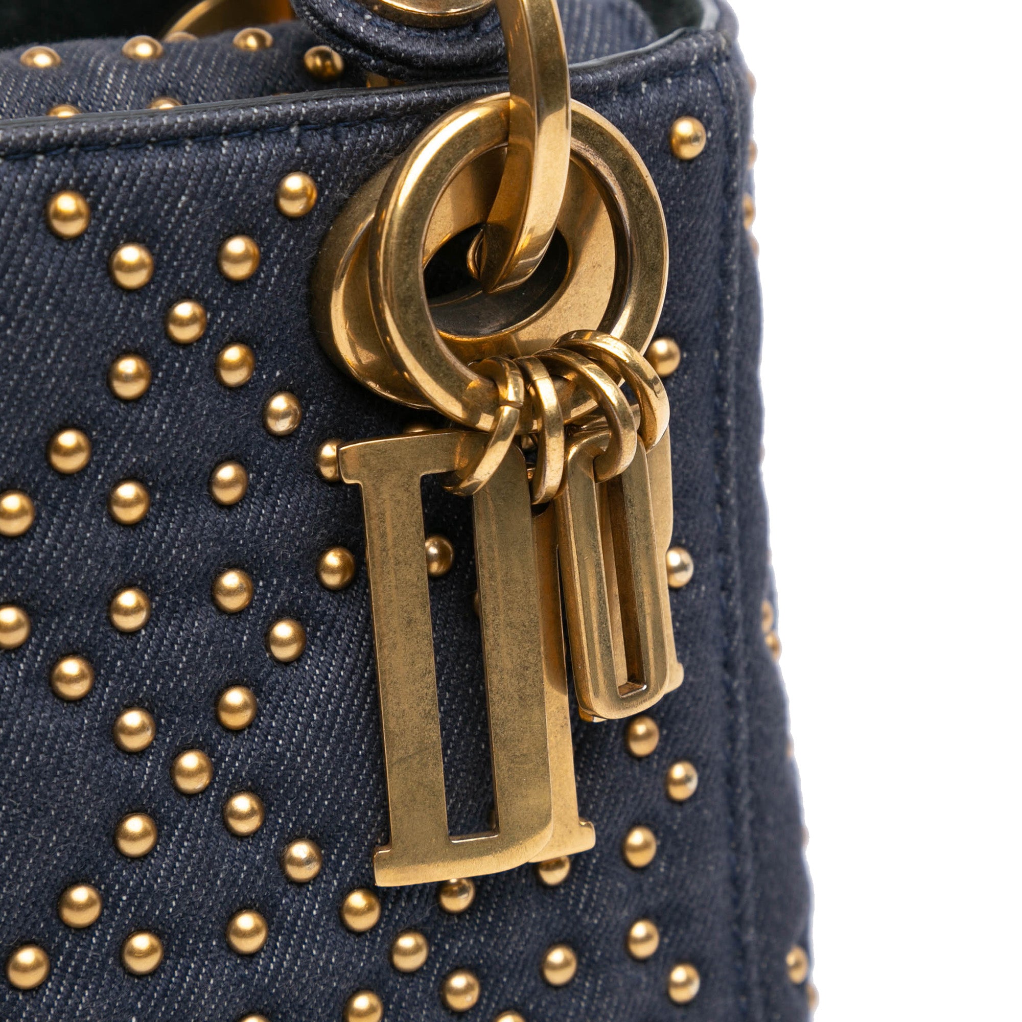 Dior | Pre-Owned Mini Denim Cannage Studded Supple Lady | Blue/Navy