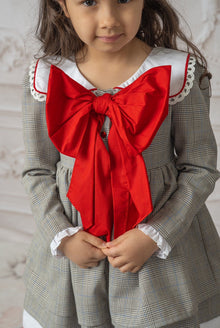 Baby Girls | Georgina Print Dress with Bow | Tartan & Red