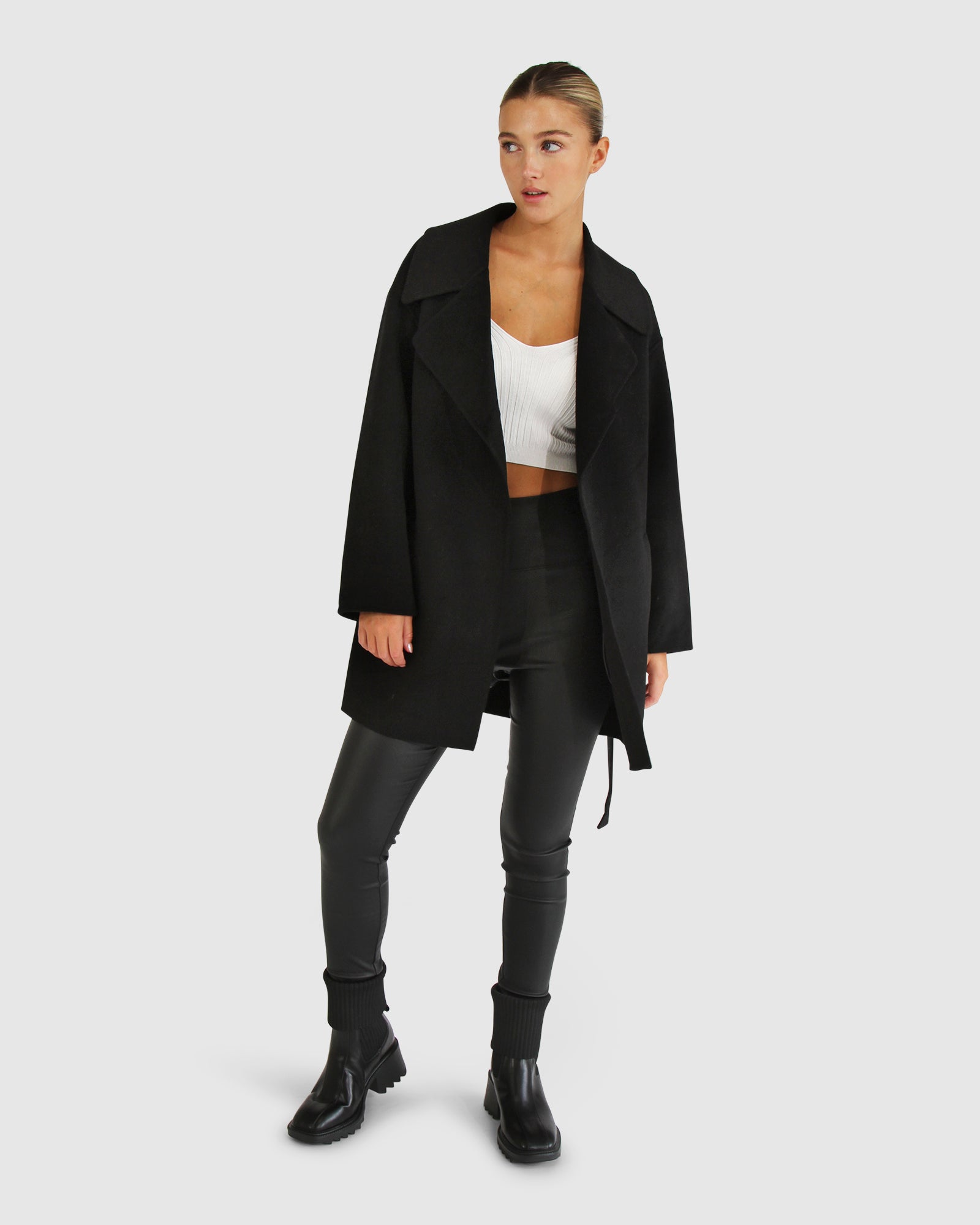 Women | Eternal Flame Wool Blend Short Robe Coat | Black