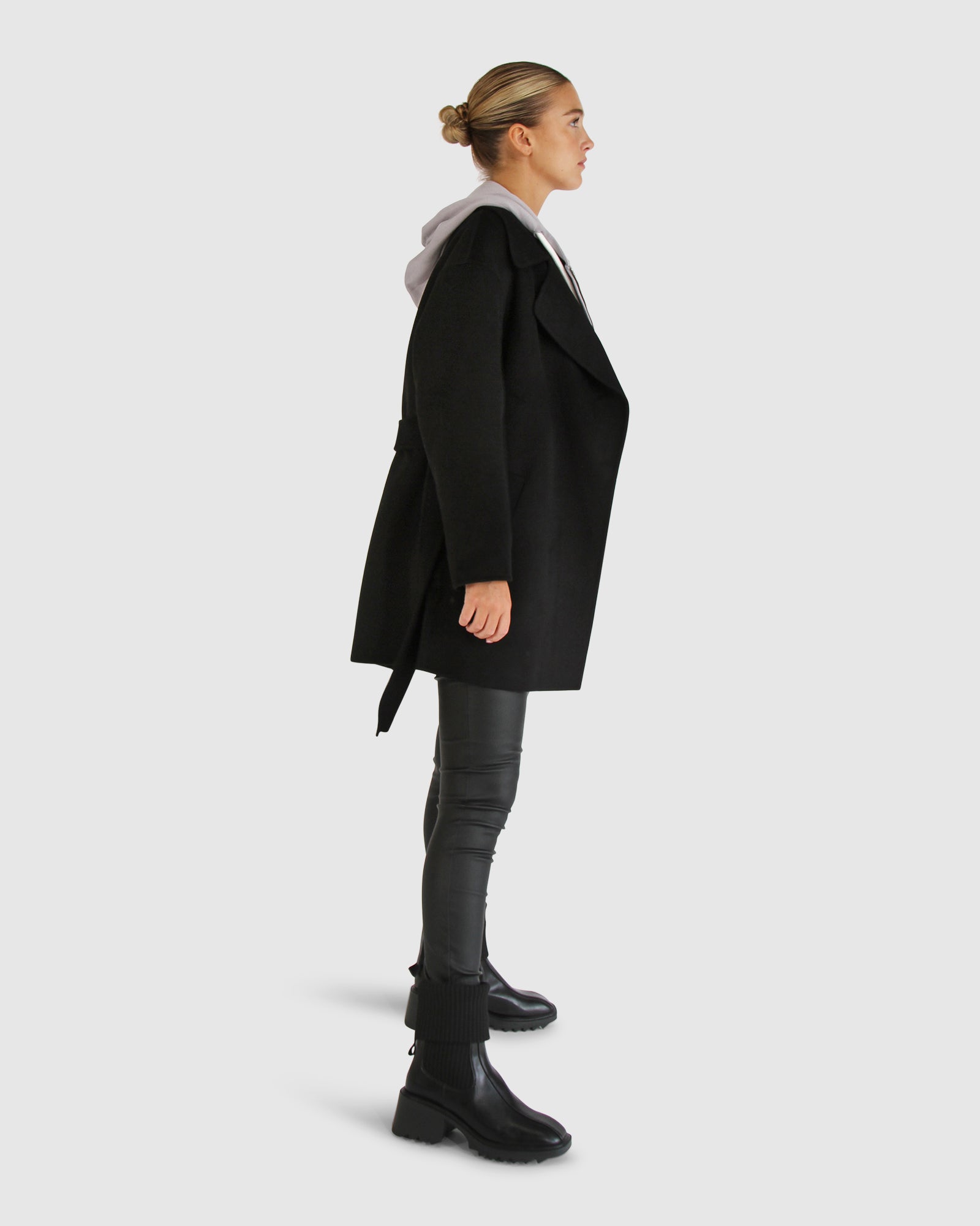 Women | Eternal Flame Wool Blend Short Robe Coat | Black