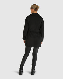 Women | Eternal Flame Wool Blend Short Robe Coat | Black