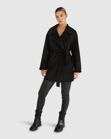 Women | Eternal Flame Wool Blend Short Robe Coat | Black
