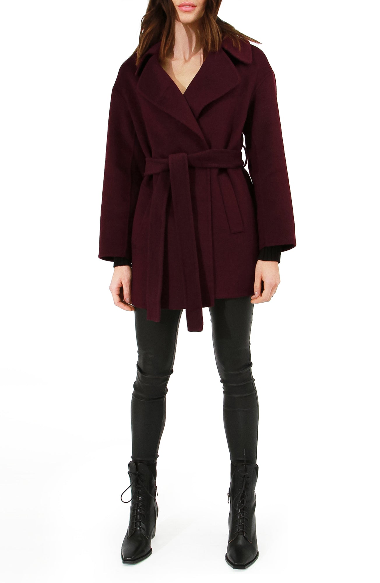 Women | Eternal Flame Wool Blend Short Robe Coat | Burgundy