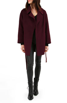 Women | Eternal Flame Wool Blend Short Robe Coat | Burgundy