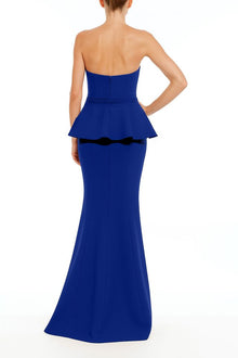 Badgley Mischka | Strapless Bow Peplum Gown | Blueberry