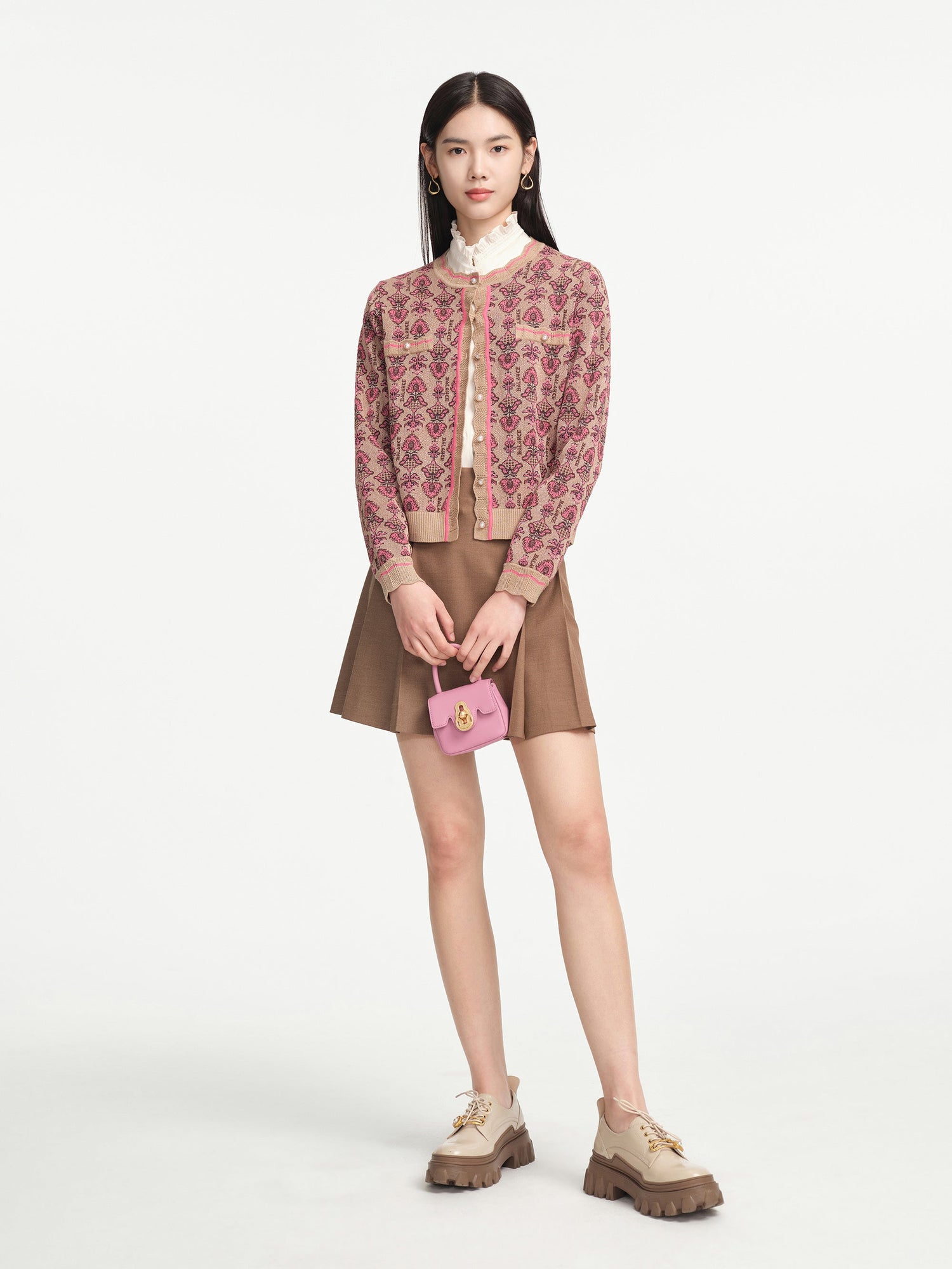 Asymmetric Pleated Mimiskirt | Brown