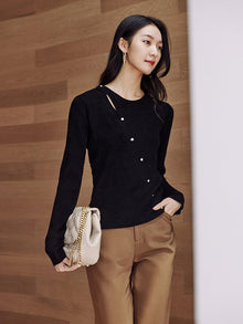 Velvet Knit Top | Black