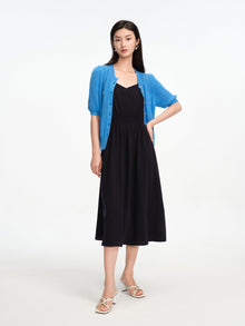 Short-Seleves Knit Cardigan | Blue