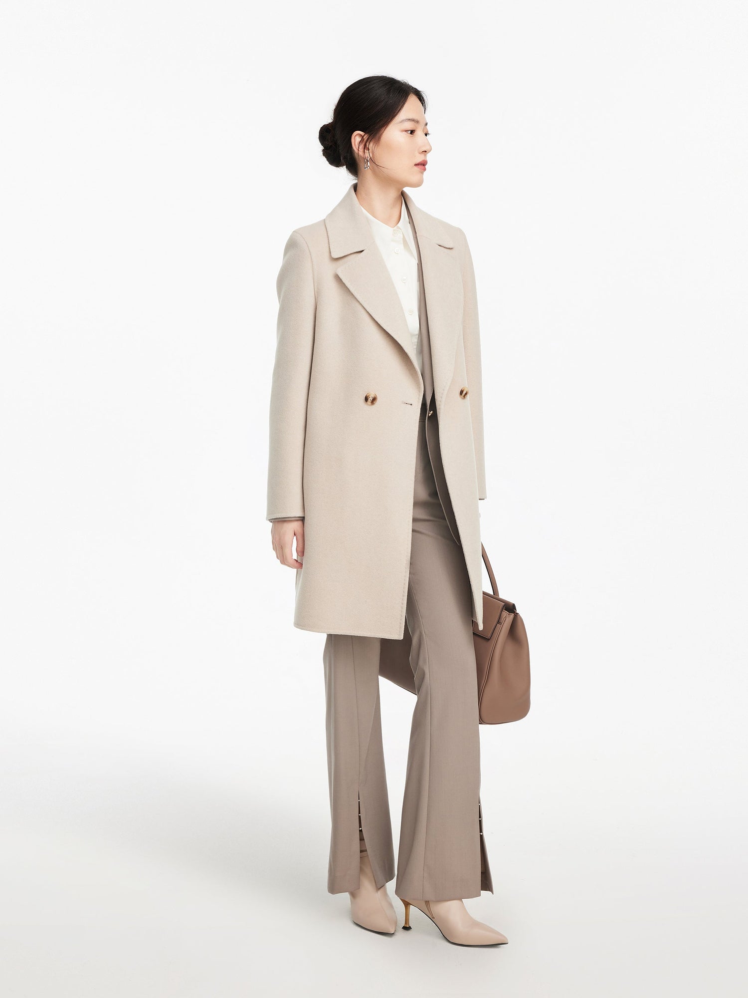 Wool Open-Front Wide Leg Pants | Grey