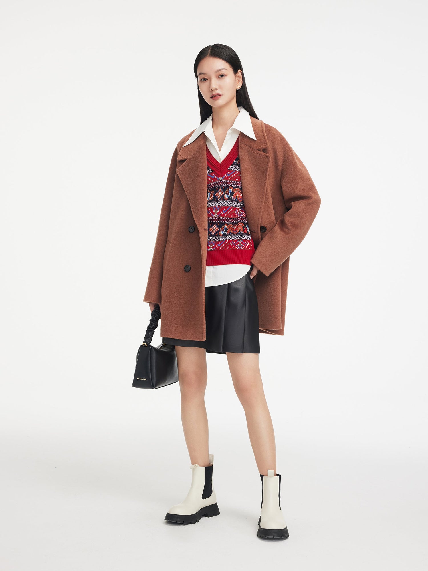 Sheepskin Pleated Mini Skirt | Black