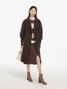 Yak Wool Belted Coat | Brown