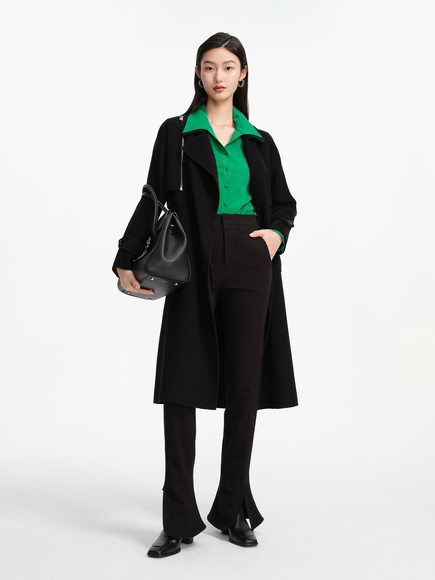 Frenchy Solid Button Front Shirt | Green