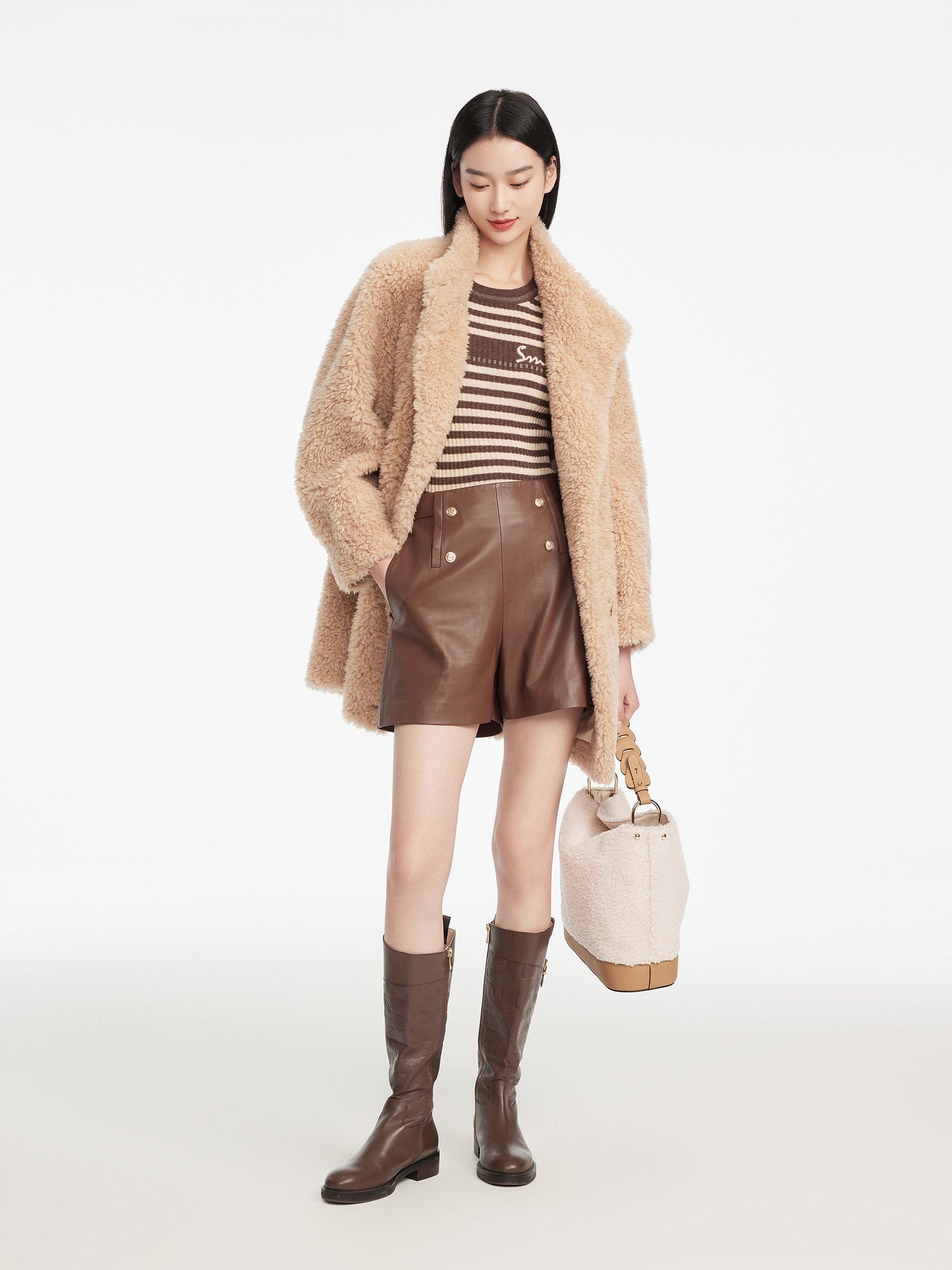 Ribbed Knit Top | Brown