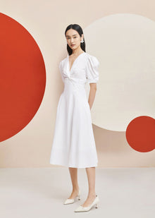 V-Neck Slimming Dress | White