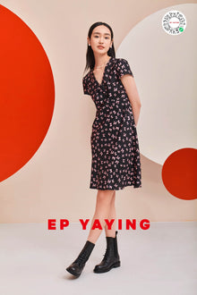 Round Neck A-line Dress | Black