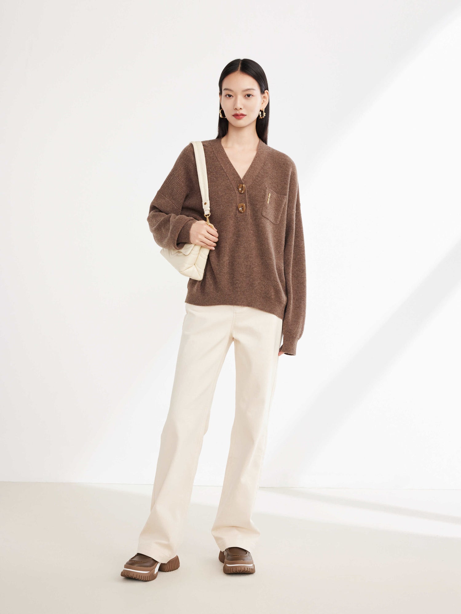Yak Wool Oversized Knit Sweater | Brown