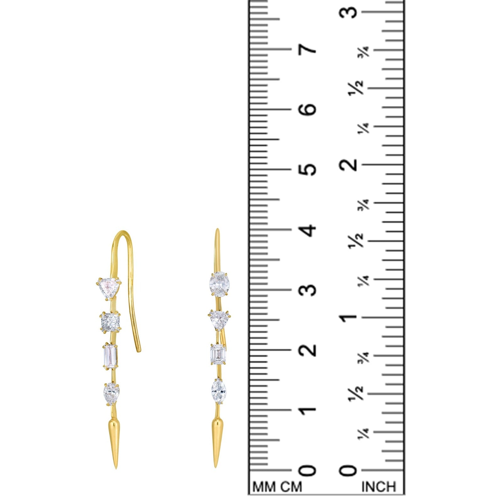 Quill + Multi Diamond Drop Earrings