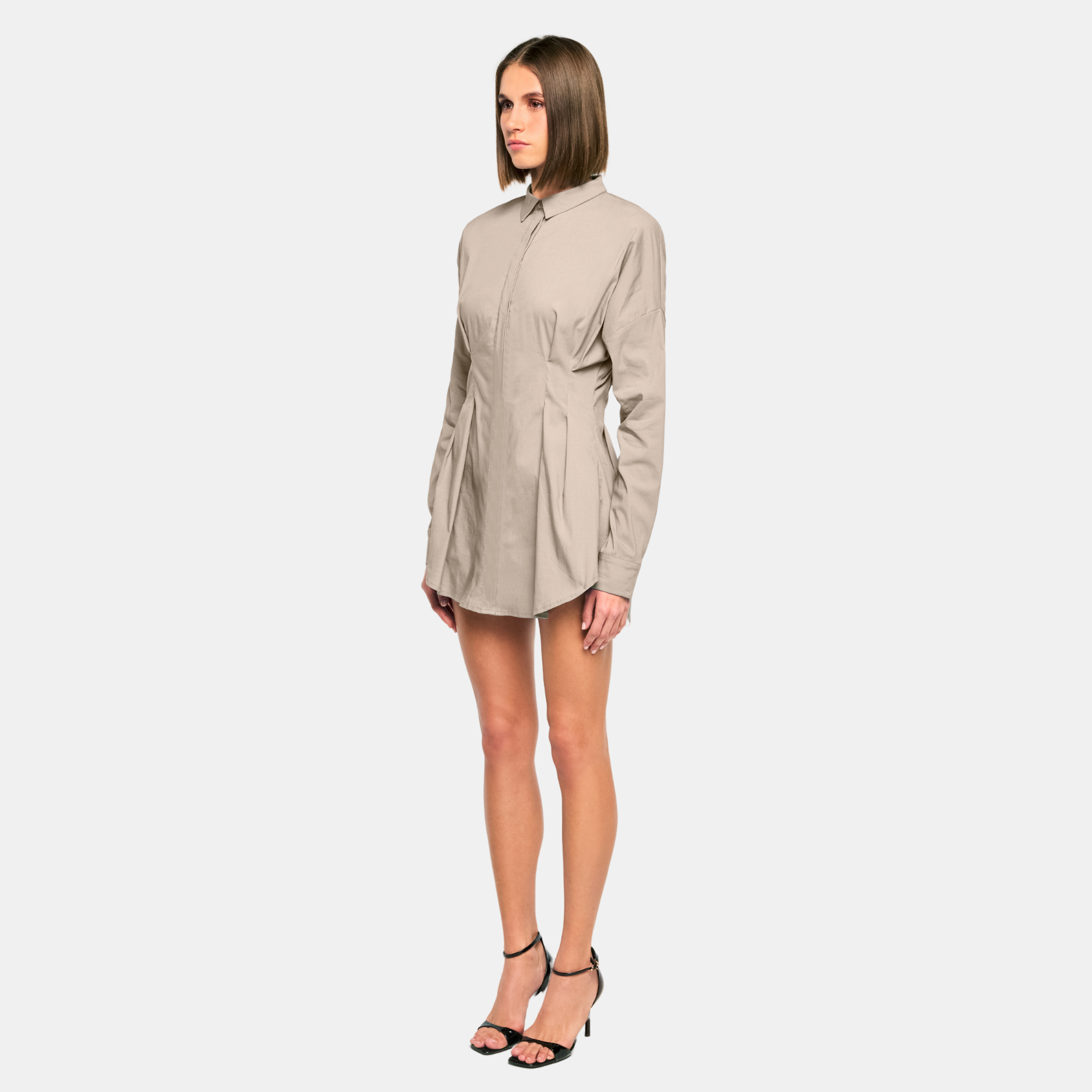 OW Collection Ella Shirt Dress | Tan