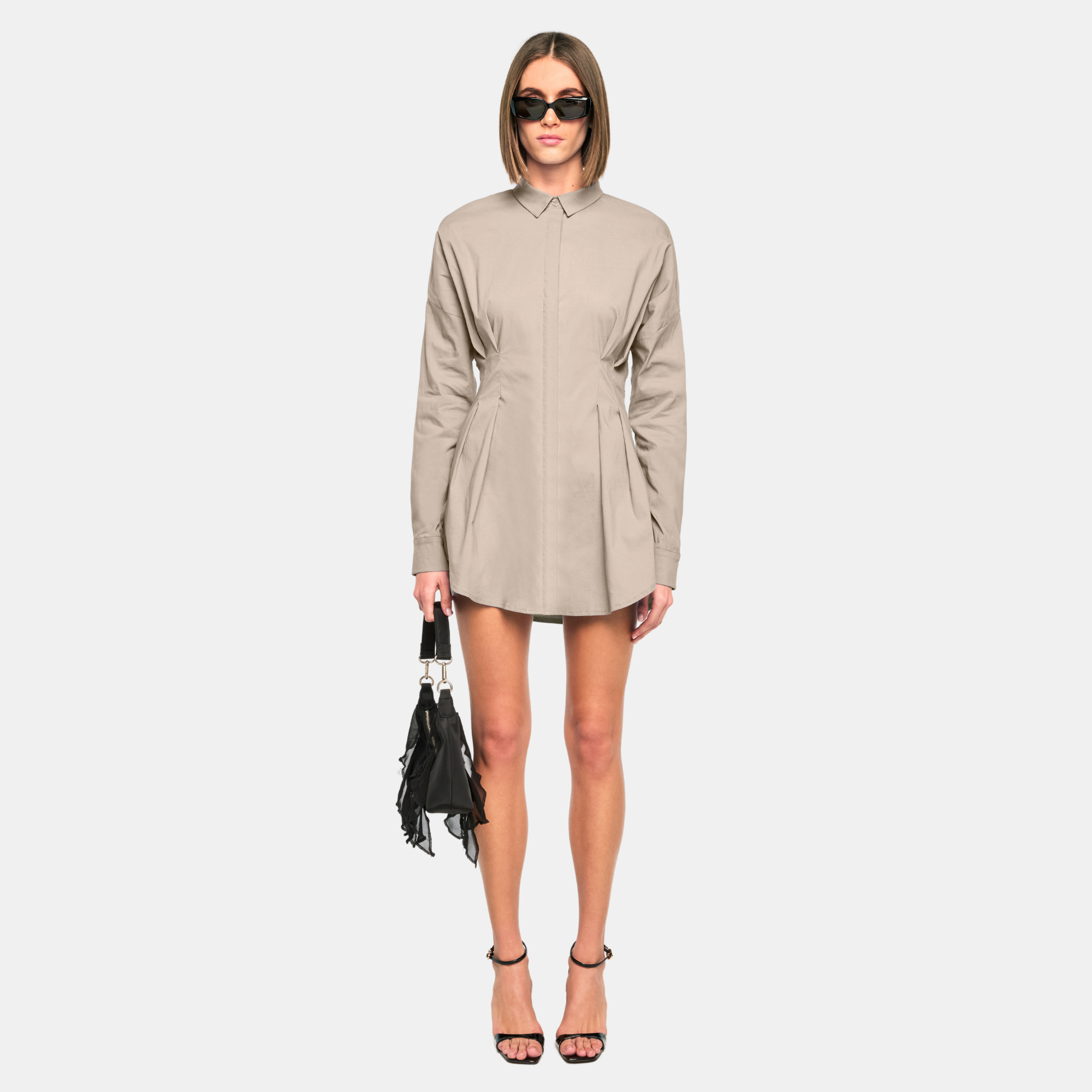 OW Collection Ella Shirt Dress | Tan