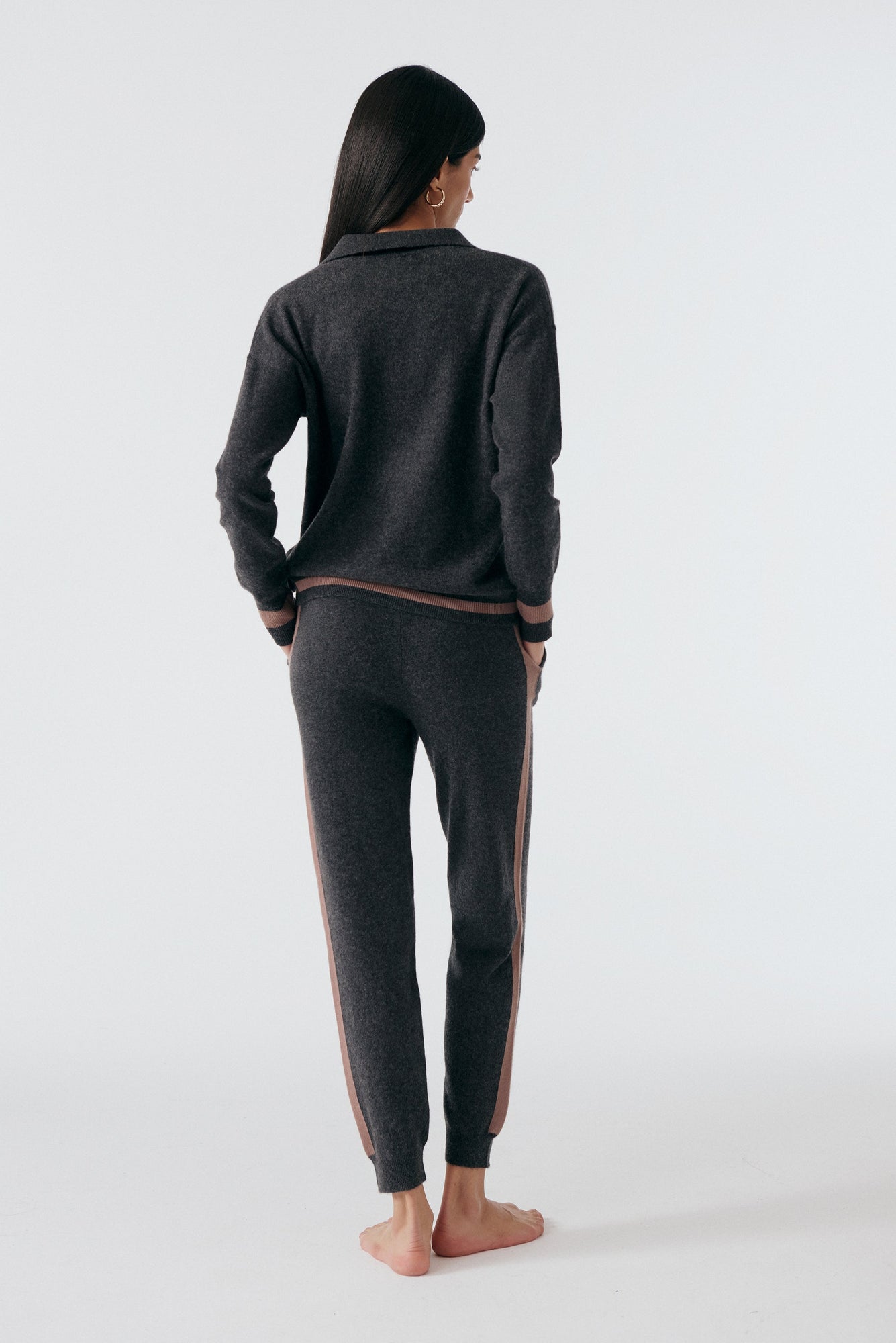 Cashmere Pants | Charcoal/Mauve