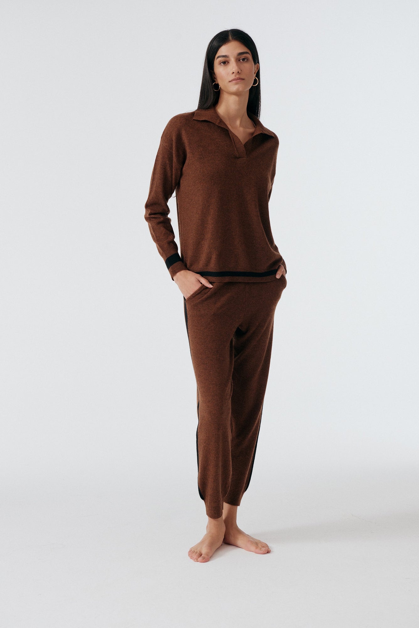 Cashmere Pants | Chesnut/ Black