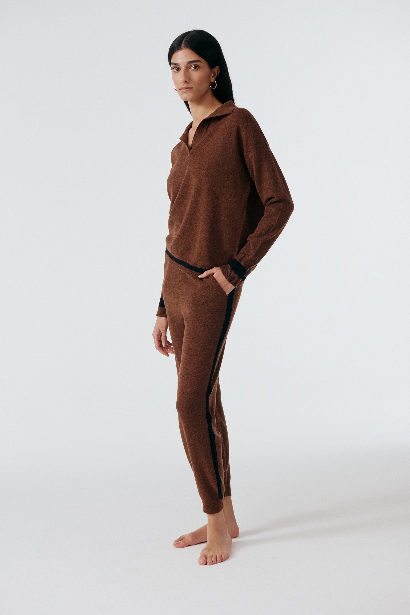 Cashmere Pants | Chesnut/ Black